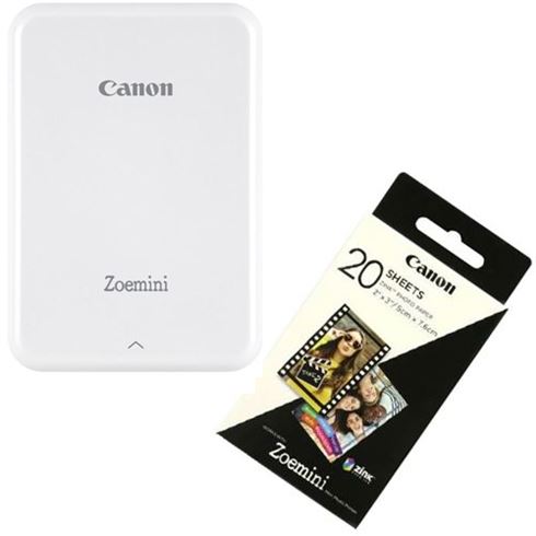 Canon Zoemini Imprimeur Photo Mobile Blanc + 20 feuilles