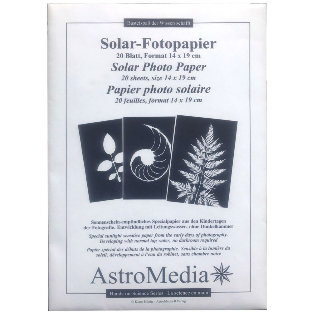 B.I.G. Papier photo solaire Astromedia, 14 x 19 cm, 20 feuilles