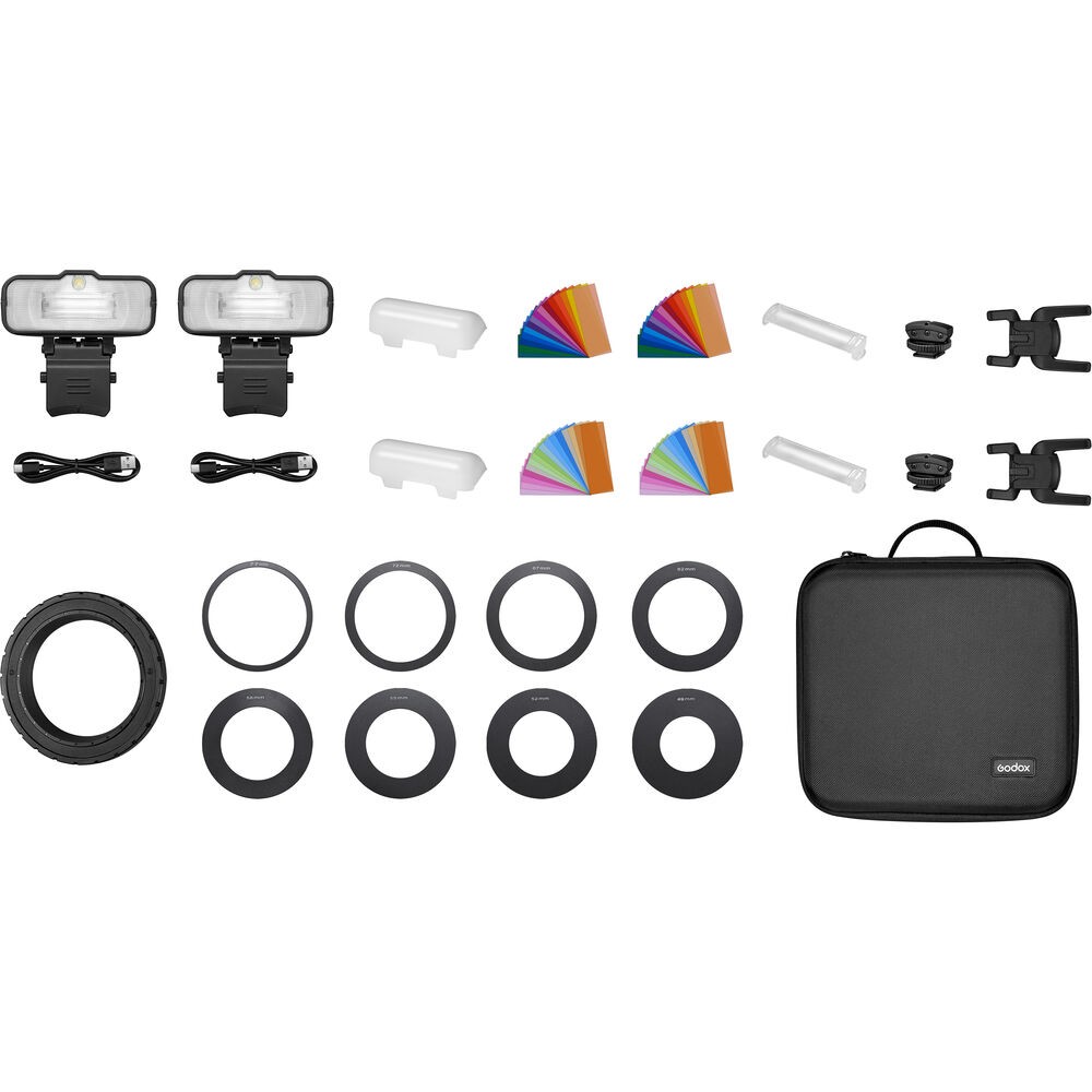 Godox Kit flash macro annulaire à deux lumières Kit MF-12