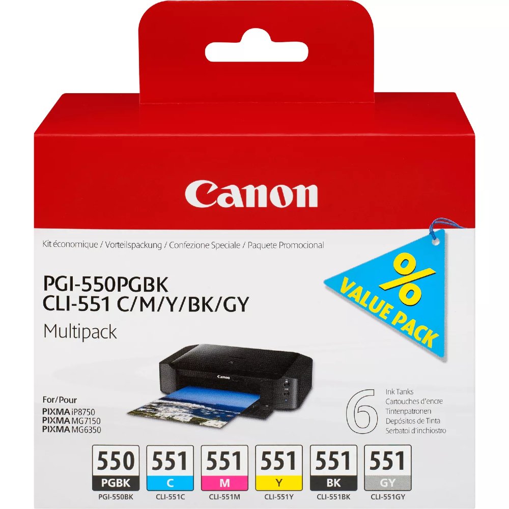 Multipack Canon PGI-550/CLI-551 PGBK/C/M/Y/BK/GY
