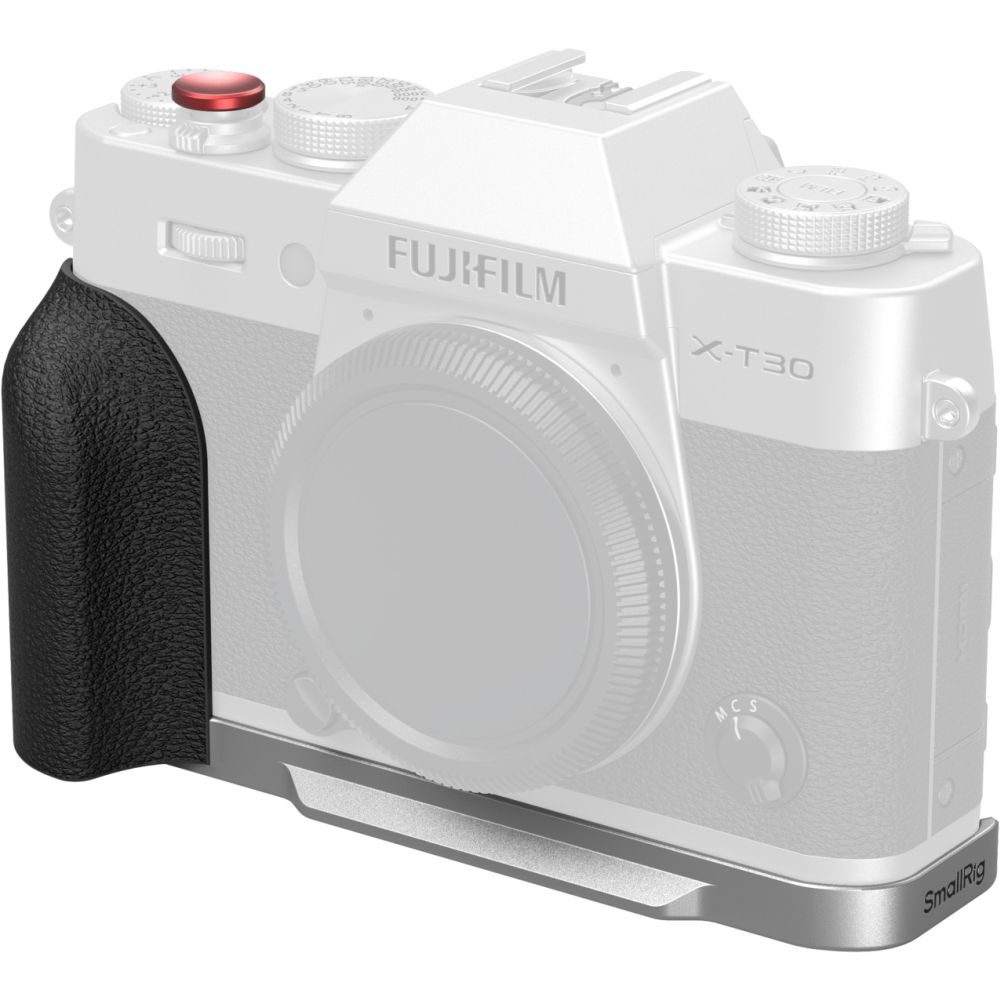 Plaque de montage en L SmallRig 5664 avec poignée en silicone pour FUJIFILM X-T30 / X-T30 II / X-T30 III, argent